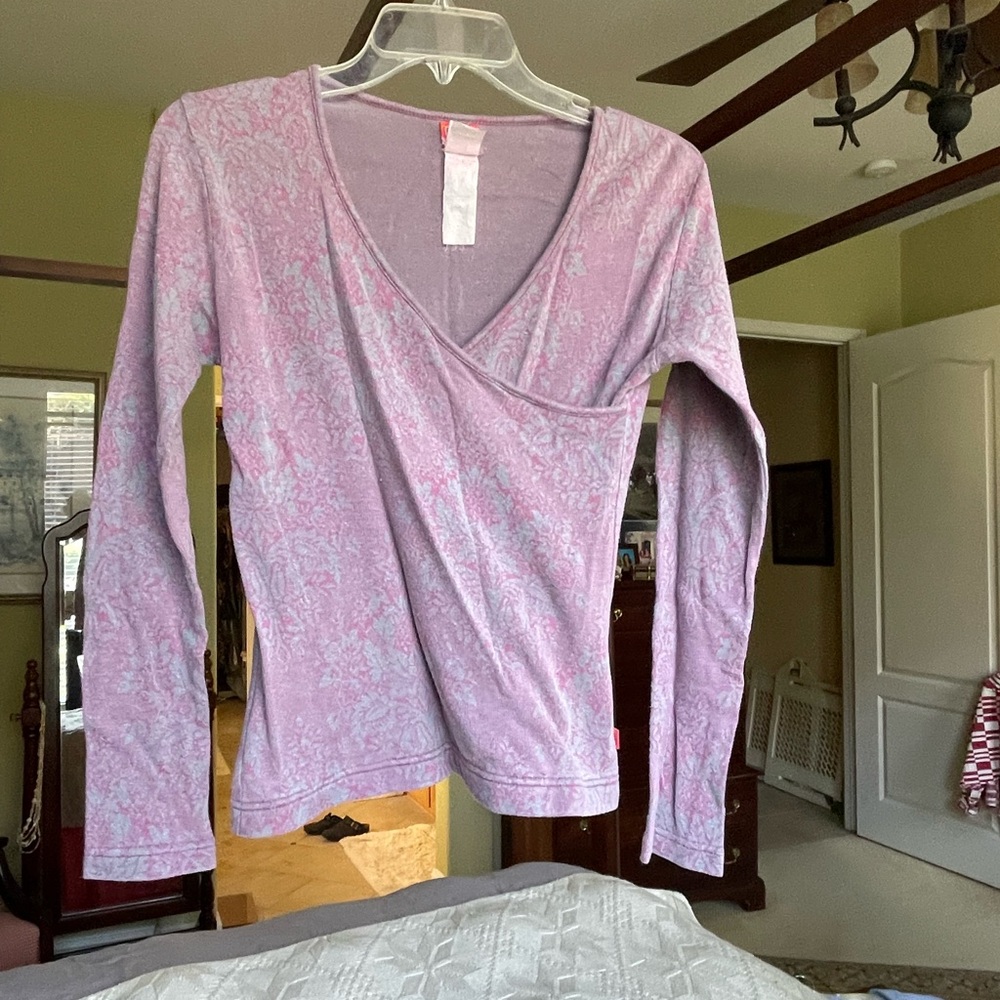 Purple Floral V-Neck Women's Top